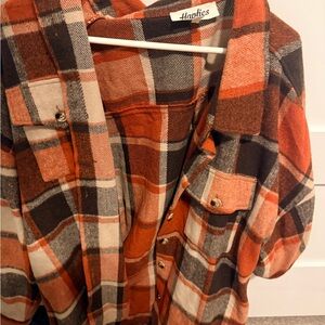 Anothics Women's Checkered Utility Jacket - Orange and Black